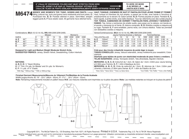 McCall's 6474 - Klespakke til dame.