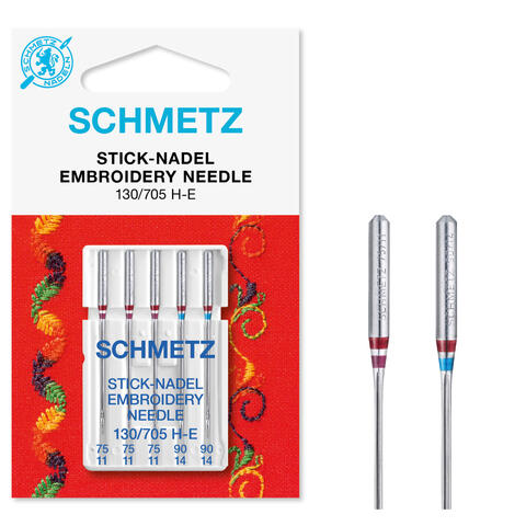 Schmetz Broderinål 75/11-90/14 130/705 H-E, 75/11-90/14, 5-pack