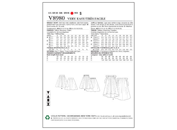 Vogue 8980 - Skjørt.