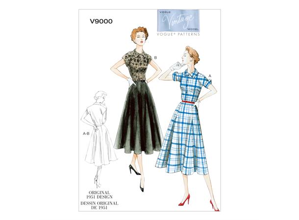 Vogue 9000 - Vintage skjortekjole B5 (8-10-12-14-16)