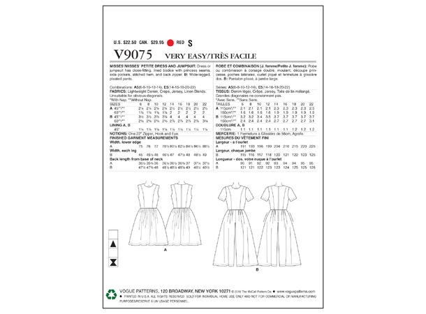 Vogue 9075 - Kjole og jumpsuit.