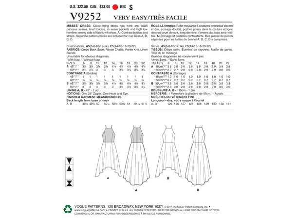Vogue 9252 - Kjole.