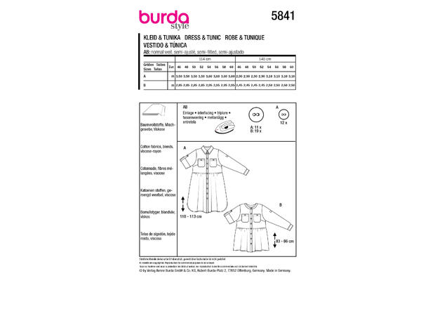 Burda 5841 - Kjole og Tunika