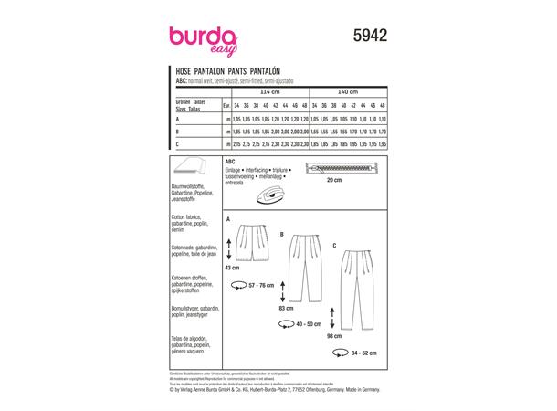 Burda 5942 - Bukse og shorts