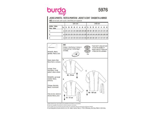 Burda 5976 - Jakke og kåpe