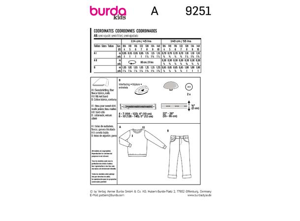 Burda 9251 - Genser og bukse