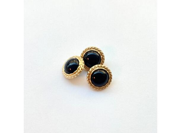 Gullknapp, Sort perle 15mm