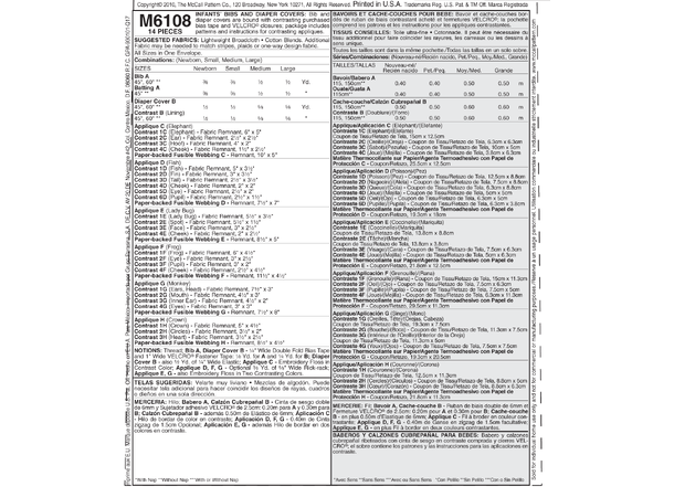 McCall's 6108 - Smekker og bleietrekk.