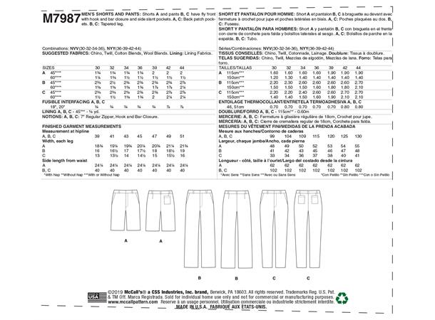 McCall's 7987 - Bukser eller shorts NYY (36-39-42-44)