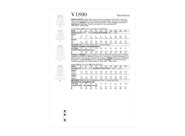 Vogue 1890 - Skjørt.