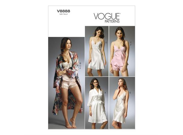 Vogue 8888 - Pysjamas og morgenkåpe A5 (6-8-10-12-14)