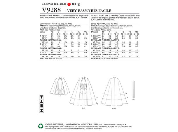 Vogue 9288 - Cape.