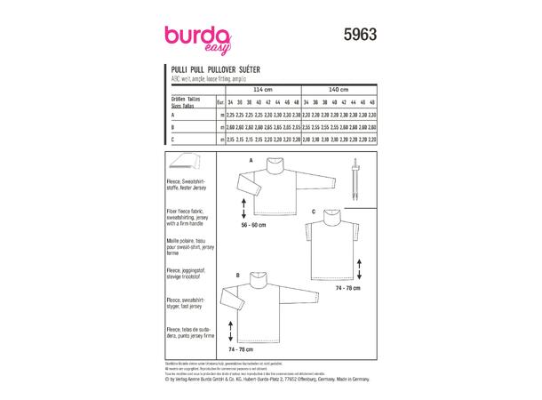 Burda 5963 - Genser og Vest med høy hals