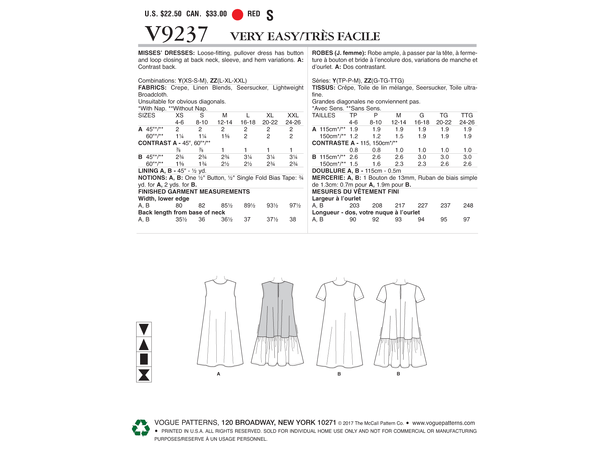 Vogue 9237 - Løs kjole.