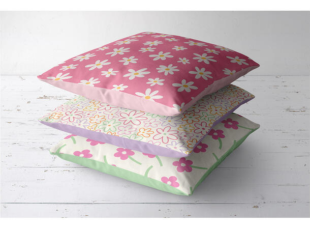 Bomull poplin Blomster, offwhite