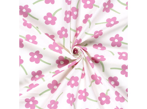 Bomull poplin Blomster, offwhite