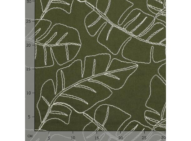 Broderte palmeblader Viskose og linblanding 