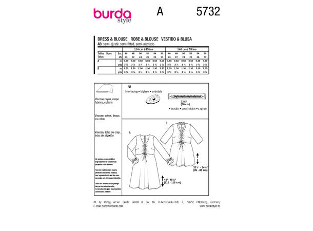 Burda 5732 - Bluse og kjole.