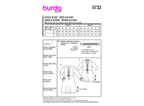Burda 5732 - Bluse og kjole.