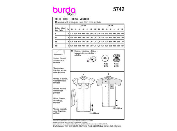 Burda 5742 - Kjole.