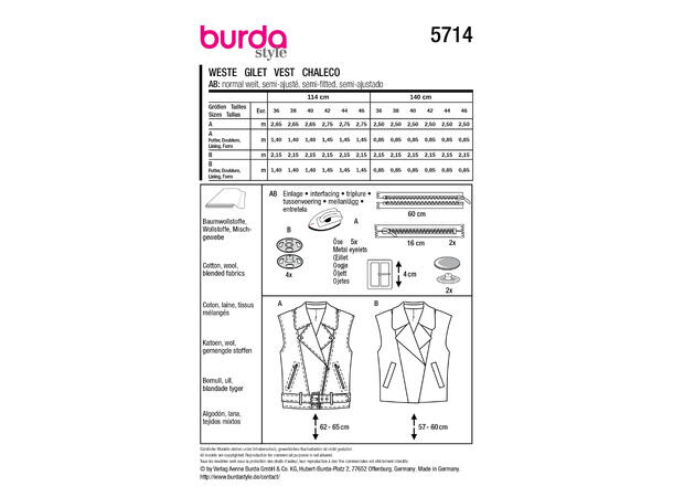 Burda 5827 - Vest