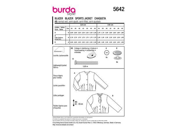 Burda 5855 - Jakke