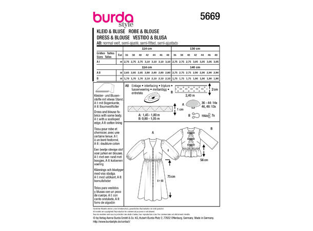 Burda 6685 - Kjole og bluse