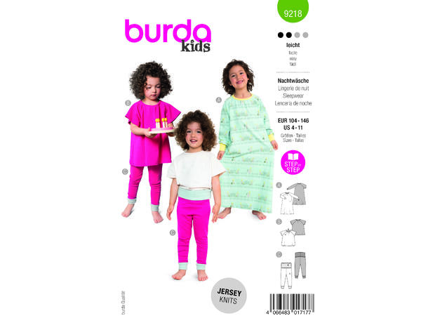 Burda 9218 - Nattøy til barn.
