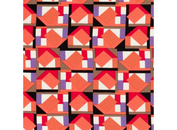 Viskose sateng Abstract Coral