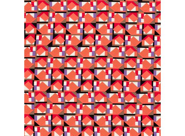 Viskose sateng Abstract Coral