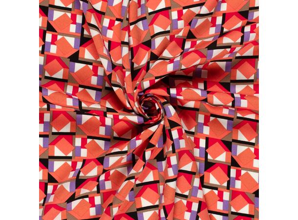 Viskose sateng Abstract Coral