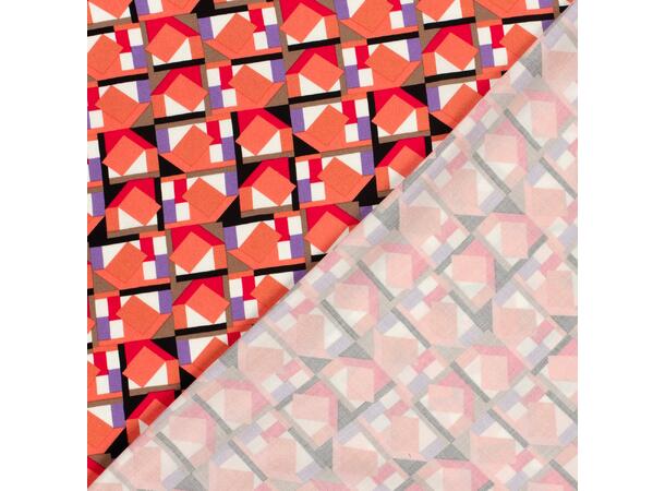 Viskose sateng Abstract Coral