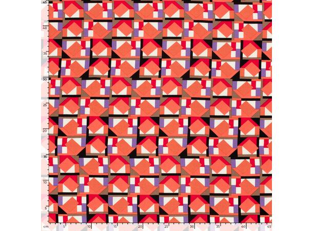 Viskose sateng Abstract Coral