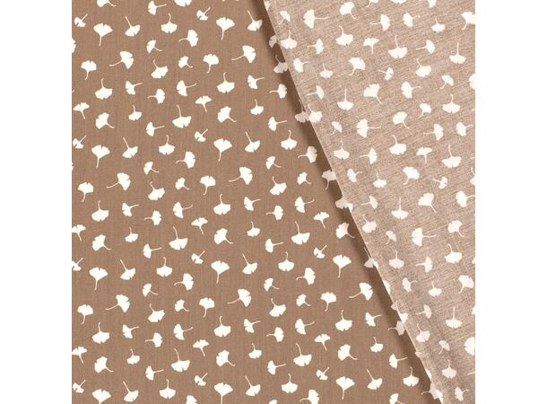 Bambus Poplin Taupe brun, Blomster