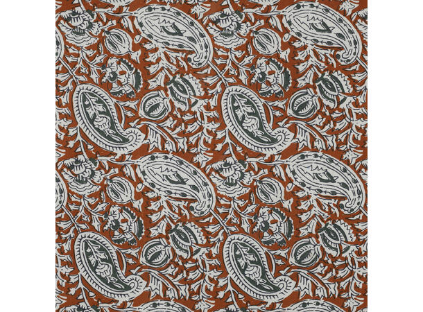 Blokktrykk, bomull Cognac, paisley 