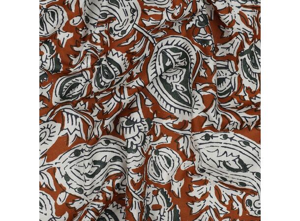 Blokktrykk, bomull Cognac, paisley 