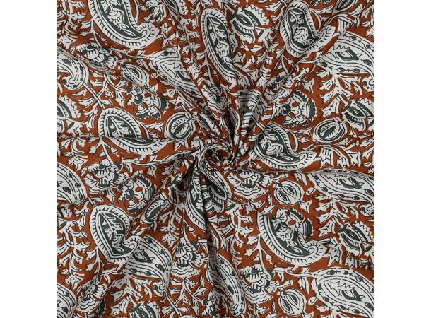 Blokktrykk, bomull Cognac, paisley 