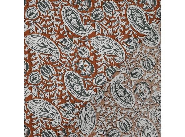 Blokktrykk, bomull Cognac, paisley 