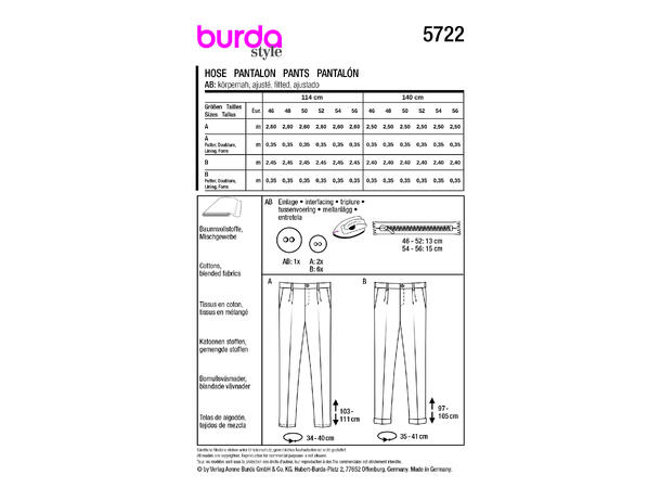 Burda 5722 - Bukse.