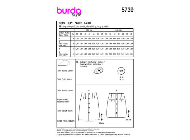 Burda 5739 - Skjørt.
