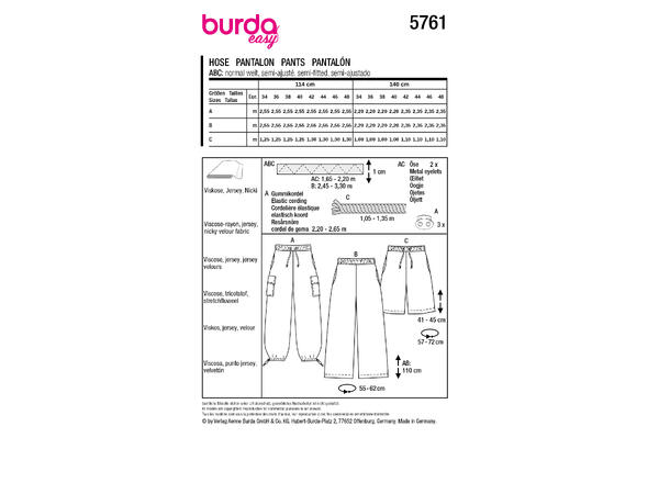 Burda 5761 - Joggebukse og shorts.