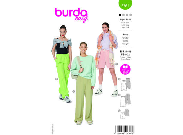 Burda 5761 - Joggebukse og shorts.