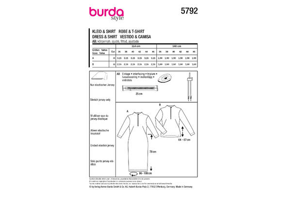 Burda 5792 - Genser og kjole.