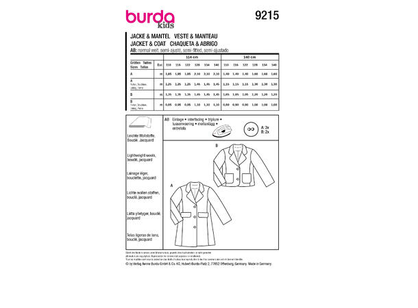 Burda 9215 - Kåpe og jakke.