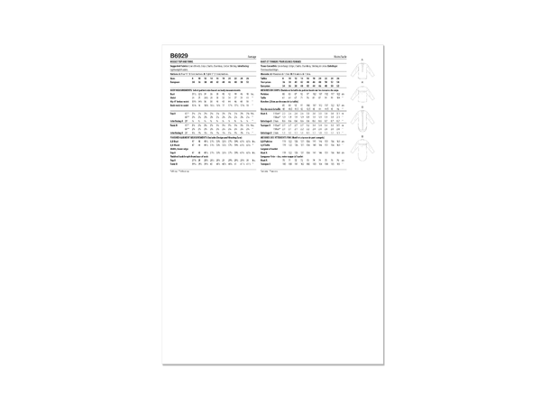 Butterick 6929- Topp og tunika til dame