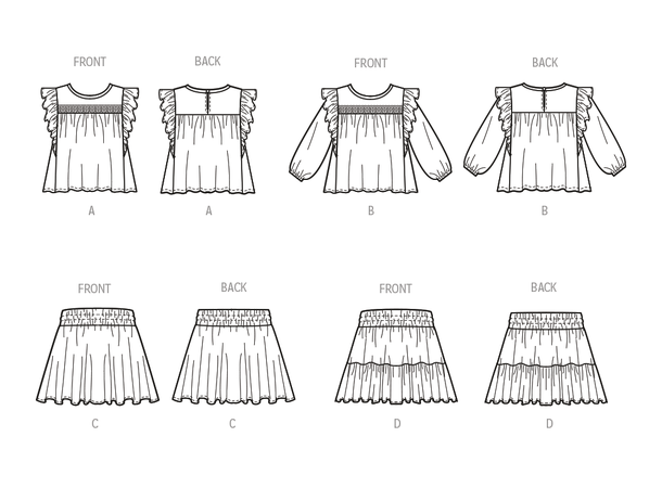 McCall's 8373 - Topp, bluse og skjørt.