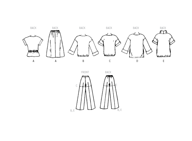 McCall's 8493 - Vintage topper, skjørt, bukse og shorts.