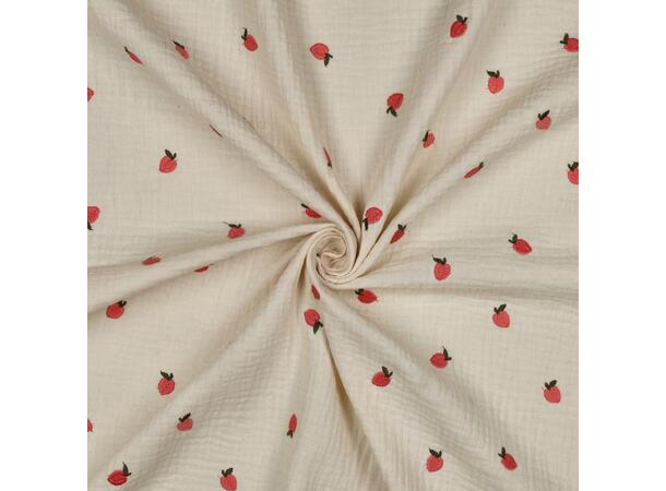 Muslin med broderi Brodert fersken 