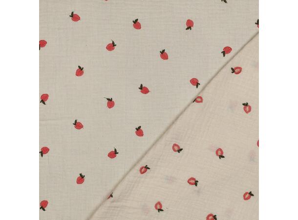 Muslin med broderi Brodert fersken 