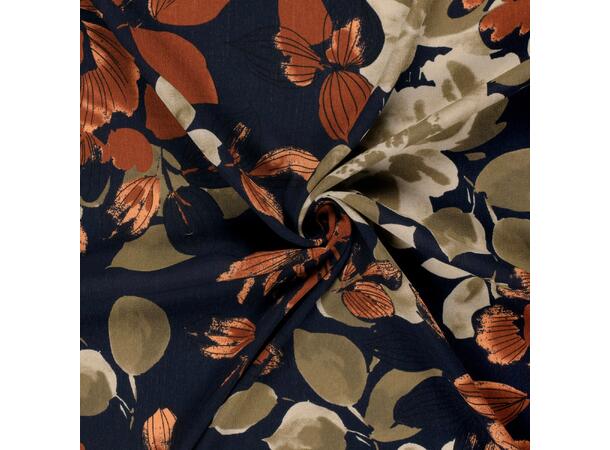 Viskose Borken Crepe Blader, marine